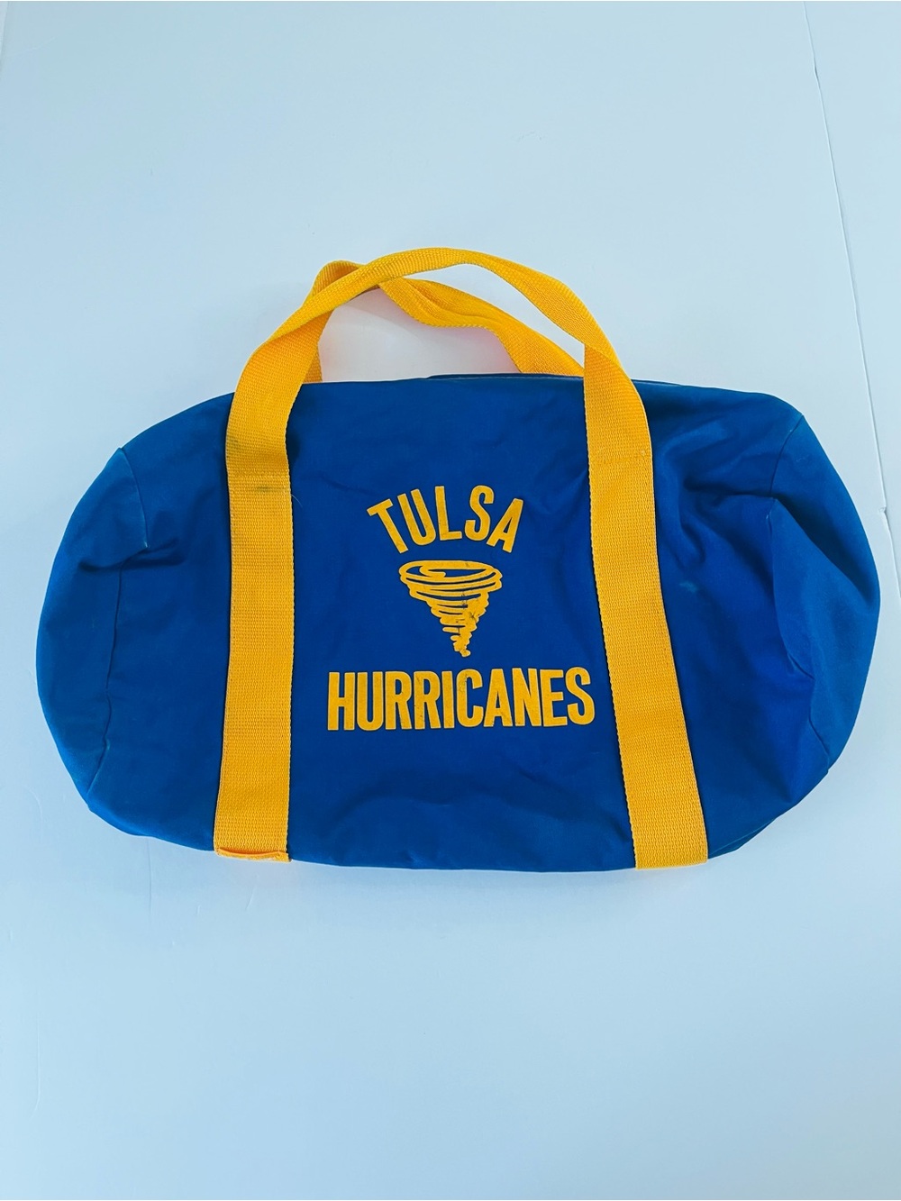 VTG 60-70's Converse Tulsa Hurricane Gym Bag Blue Yellow Sports Athletic Duffel